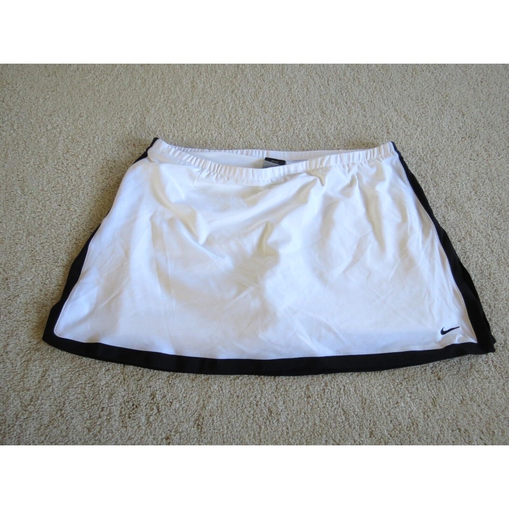 Nike Women White Black Dri-FIT Athletic Tennis Golf Skort Skirt Size L 12-14